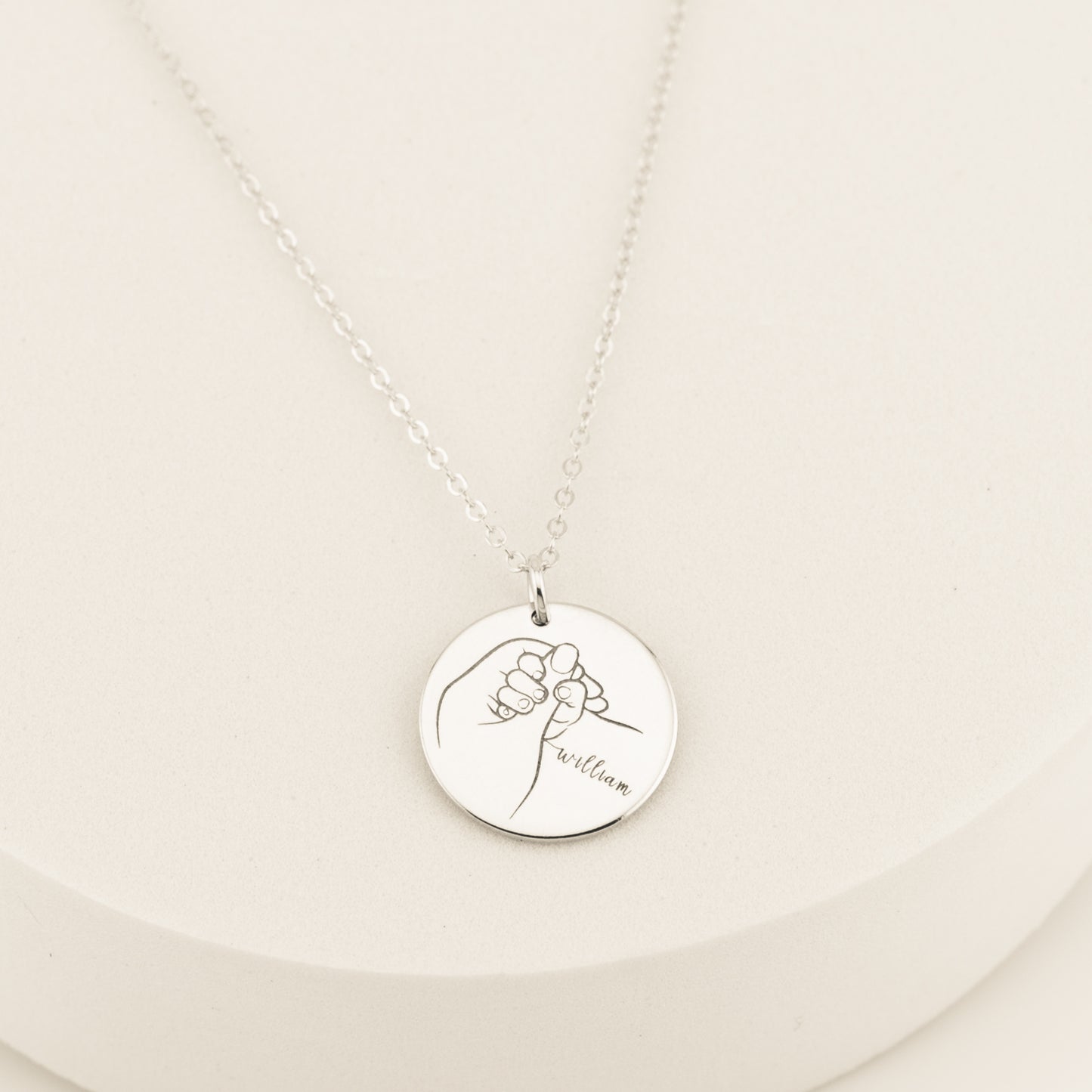 Mom Necklace with Kids Name, New Mom Necklace,  5/8" Disc