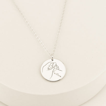 Mom Necklace with Kids Name, New Mom Necklace,  5/8" Disc