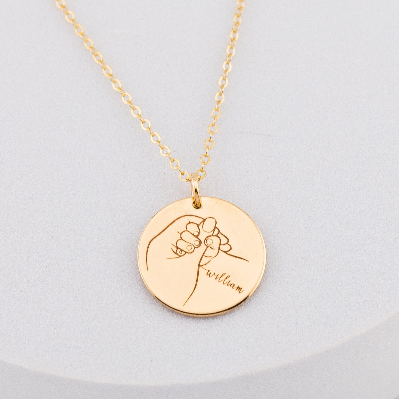 Mom Necklace with Kids Name, New Mom Necklace,  5/8" Disc