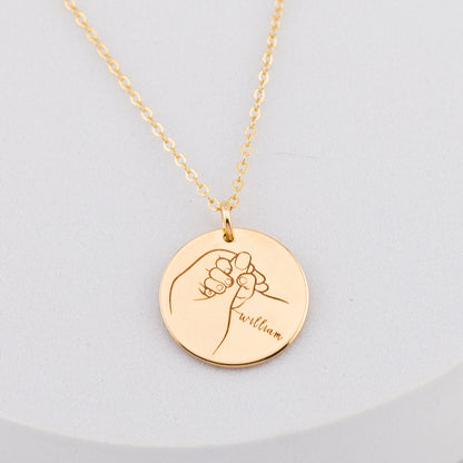 Mom Necklace with Kids Name, New Mom Necklace,  5/8" Disc
