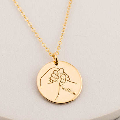 Mom Necklace with Kids Name, New Mom Necklace,  5/8" Disc