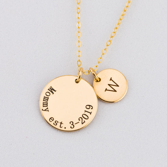 New Mom Necklace, Nana Necklace, 5/8" Disc