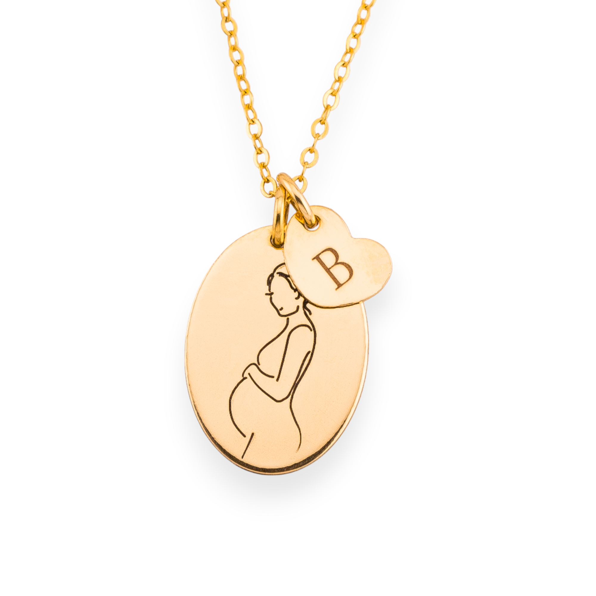 Grandmother Oval Disc Pendant Sketch Necklace