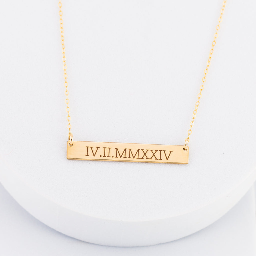 Personalized Rectangle Name Plate Bar Necklace, 1.5-inch bar