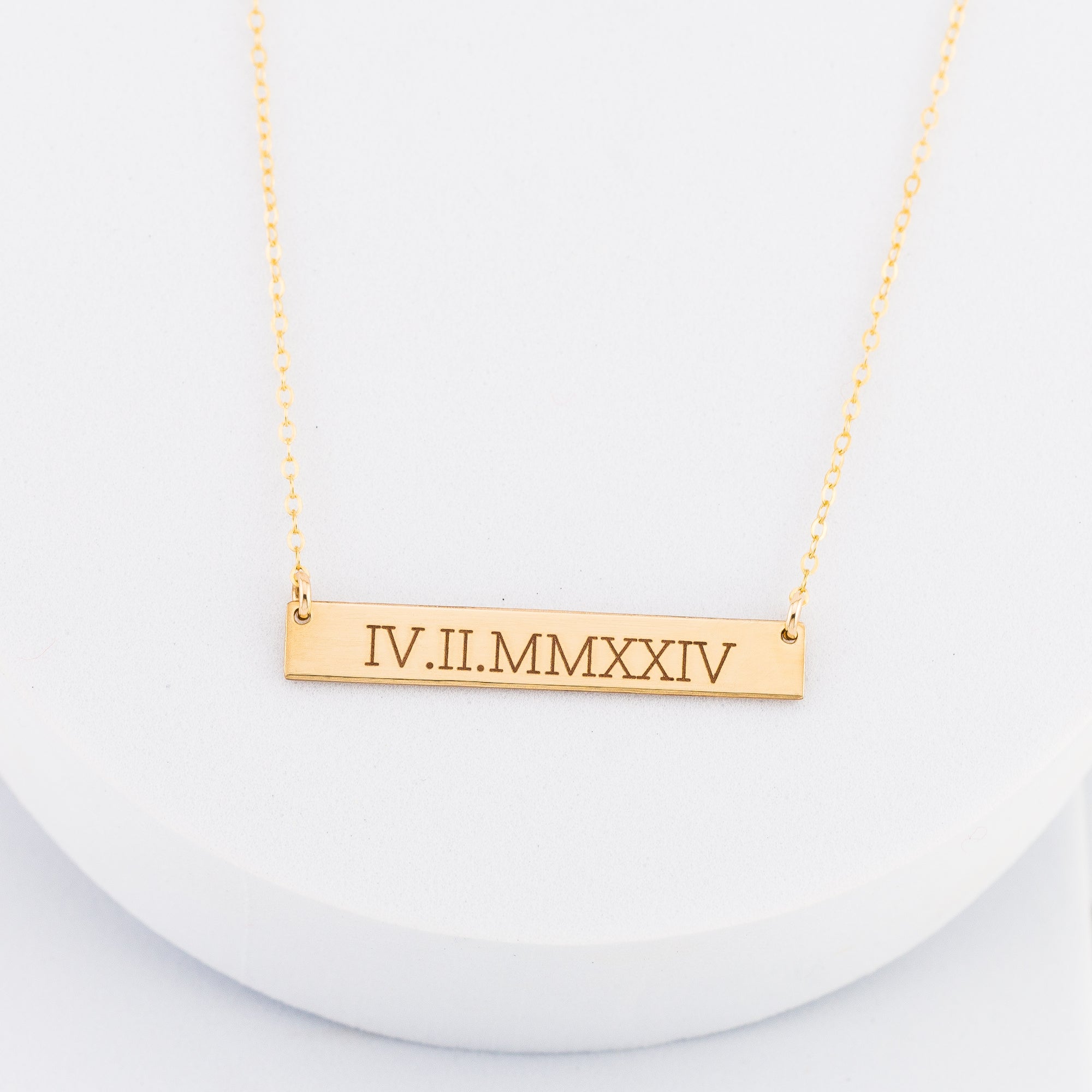 Personalized Rectangle Name Plate Bar Necklace, 1.5-inch bar