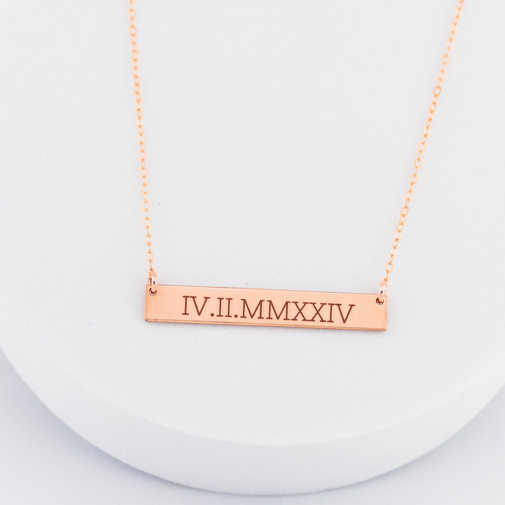 Personalized Rectangle Name Plate Bar Necklace, 1.5-inch bar