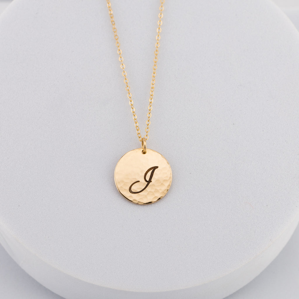 Large Charm Initial Necklace, 5/8" Disc