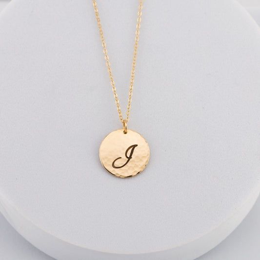 Large Charm Initial Necklace, 5/8" Disc