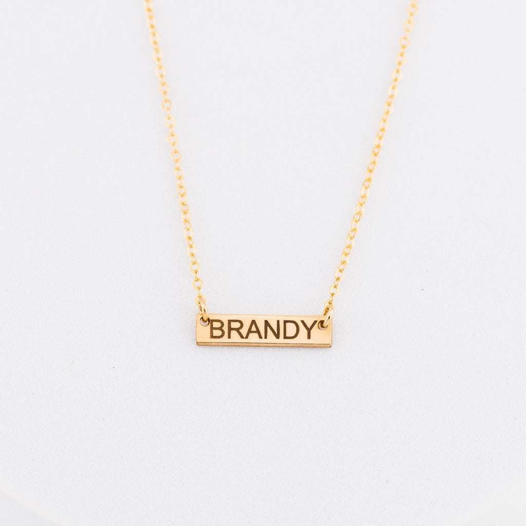 Personalized Horizontal Skinny Name Bar Necklace, 5/8-inch