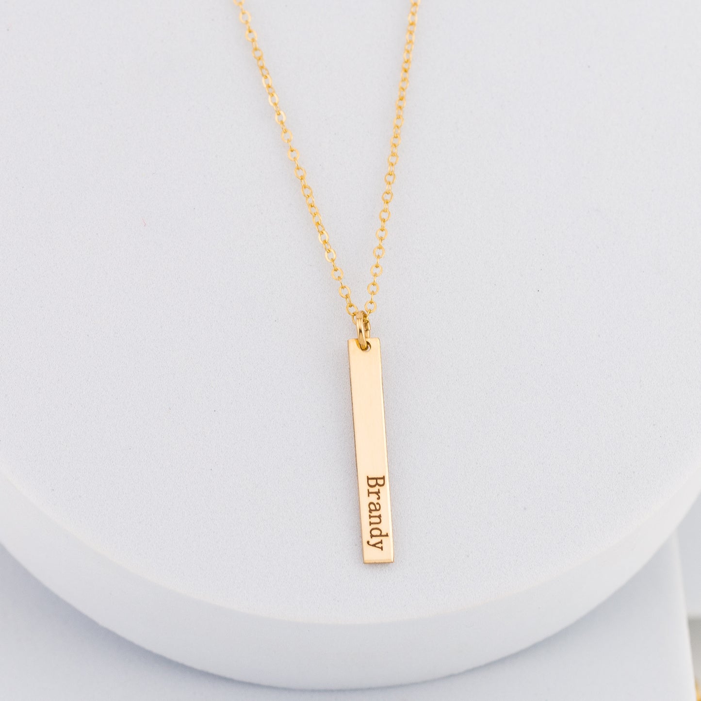 Short Skinny Vertical Bar Necklace, 1" Bar