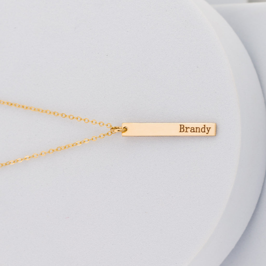 Short Skinny Vertical Bar Necklace, 1" Bar