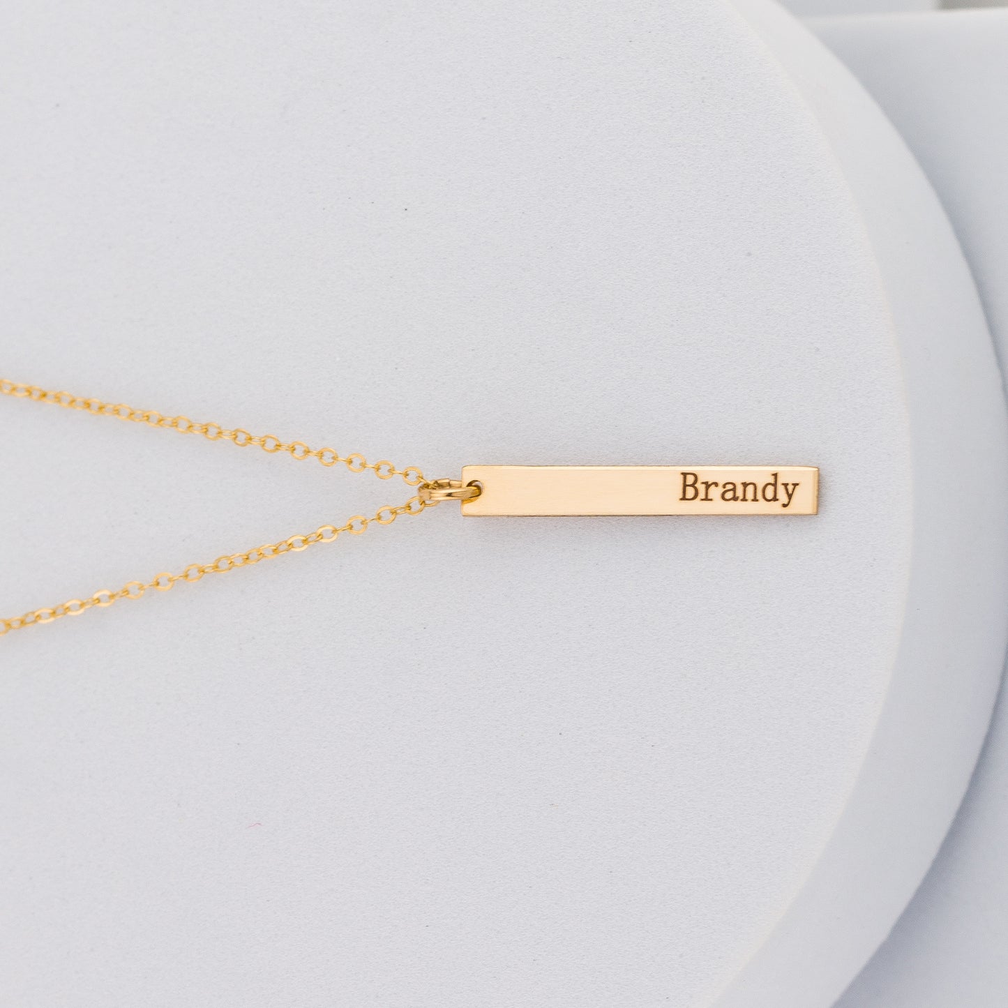 Short Skinny Vertical Bar Necklace, 1" Bar