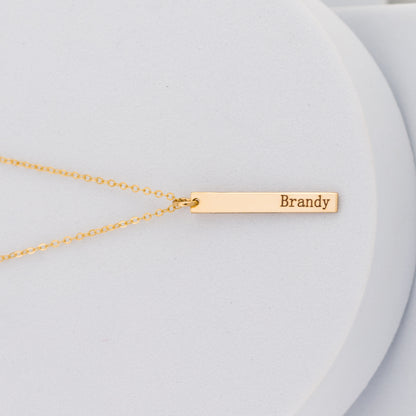 Short Skinny Vertical Bar Necklace, 1" Bar