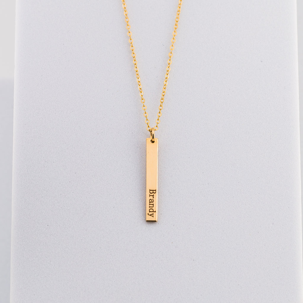 Short Skinny Vertical Bar Necklace, 1" Bar