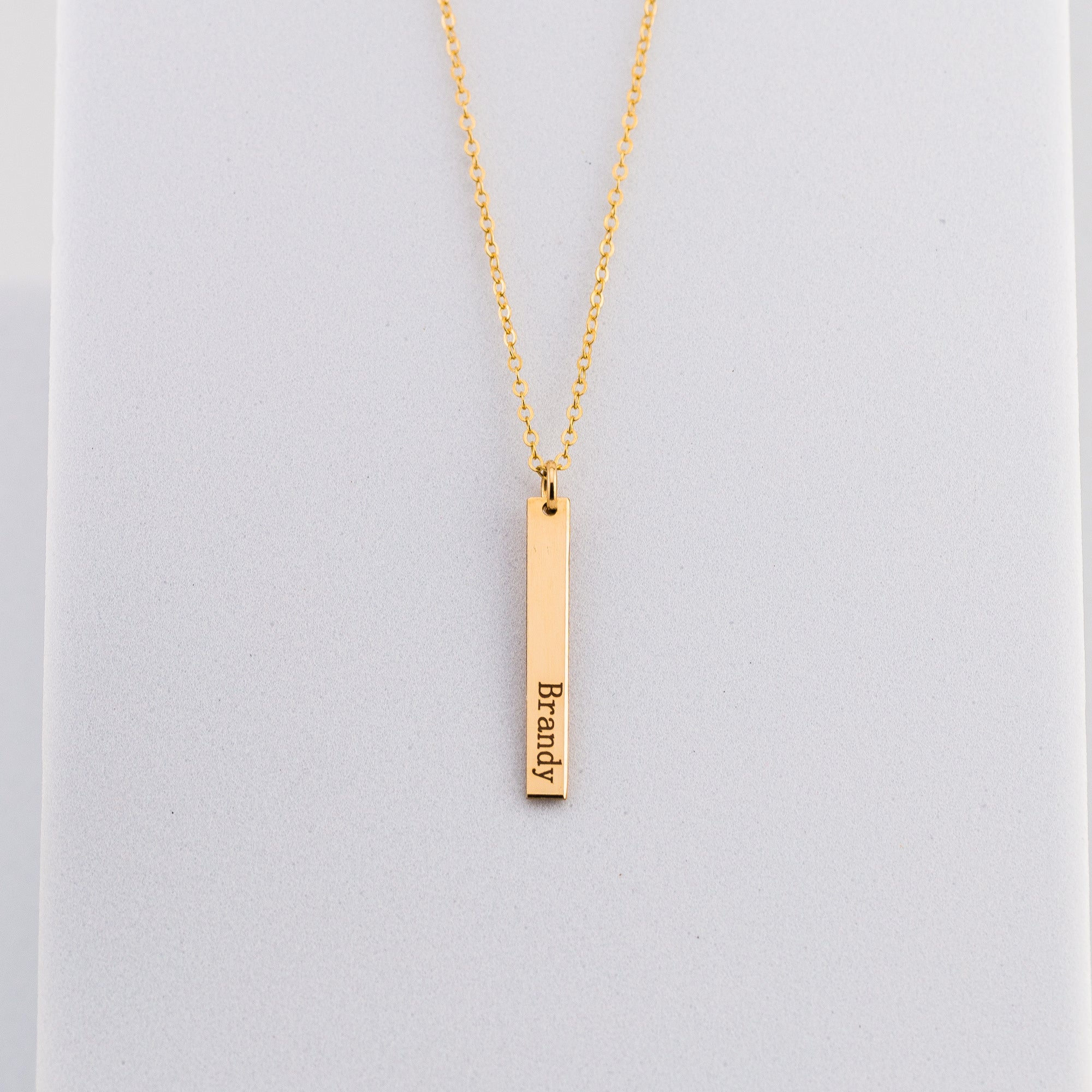 Short Skinny Vertical Bar Necklace, 1" Bar