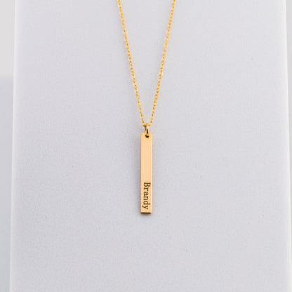 Short Skinny Vertical Bar Necklace, 1" Bar