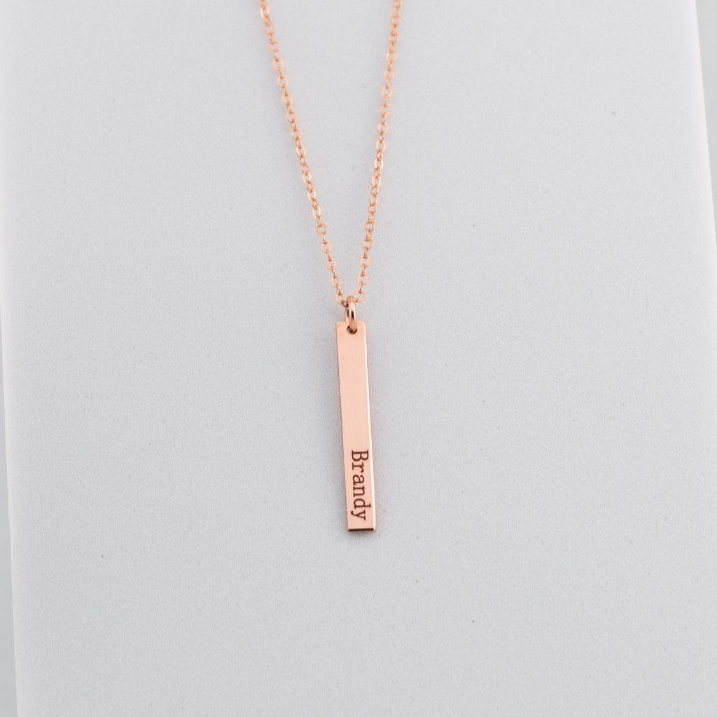 Short Skinny Vertical Bar Necklace, 1" Bar