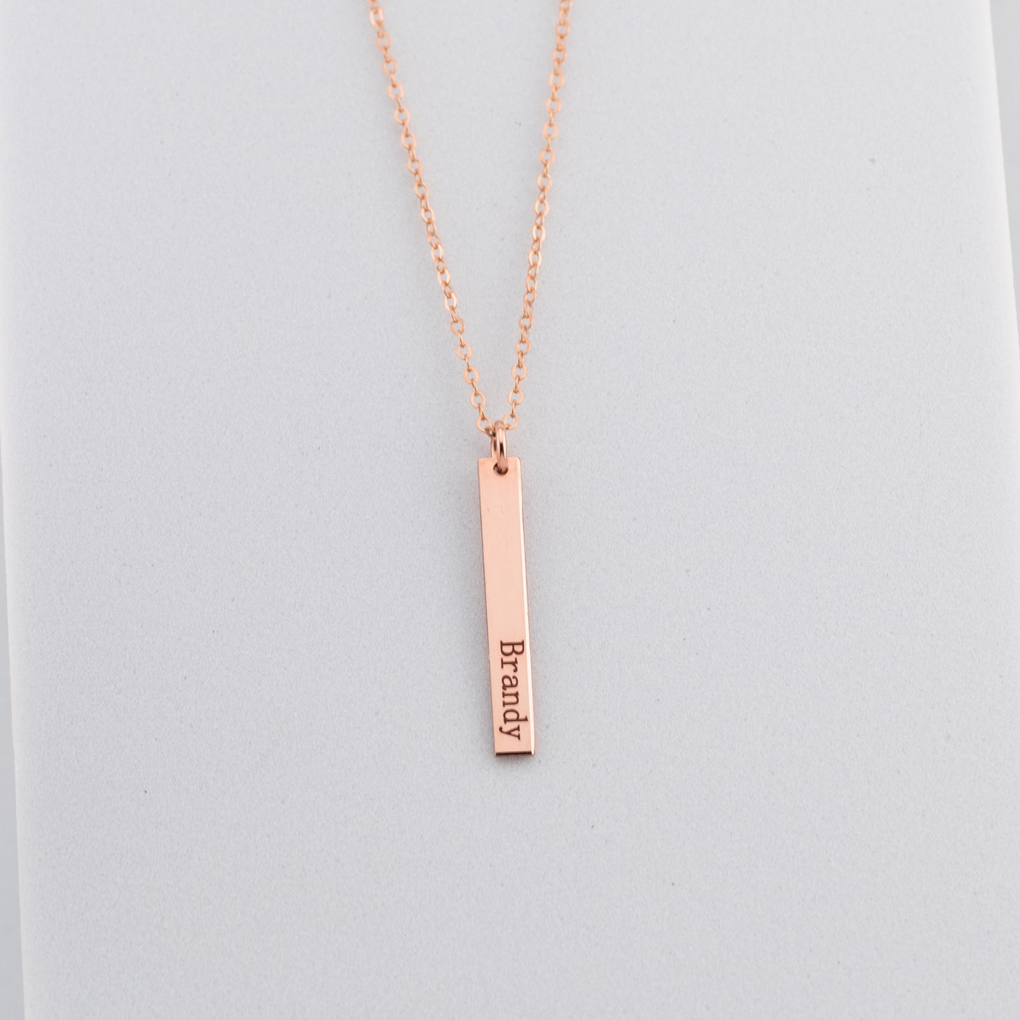 Short Skinny Vertical Bar Necklace, 1" Bar