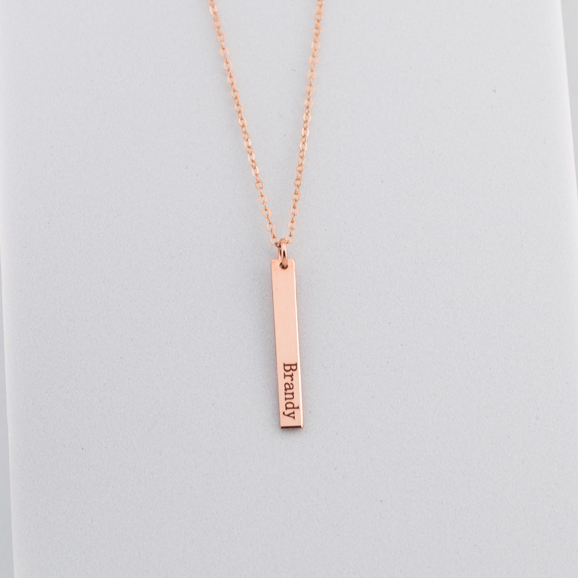 Short Skinny Vertical Bar Necklace, 1" Bar