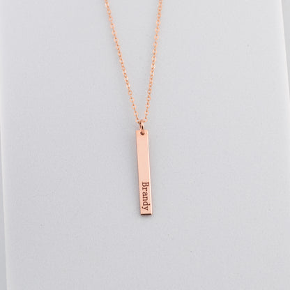 Short Skinny Vertical Bar Necklace, 1" Bar