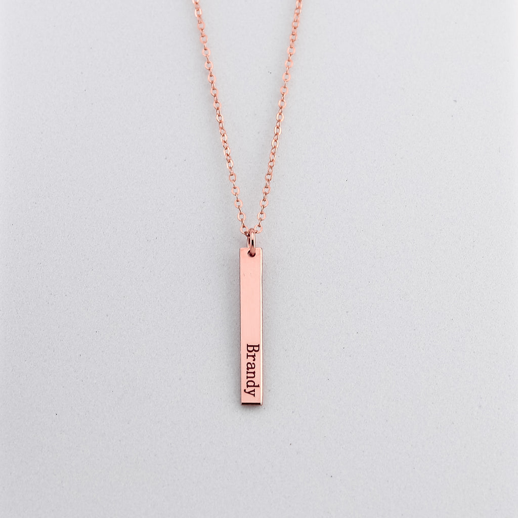 Short Skinny Vertical Bar Necklace, 1" Bar