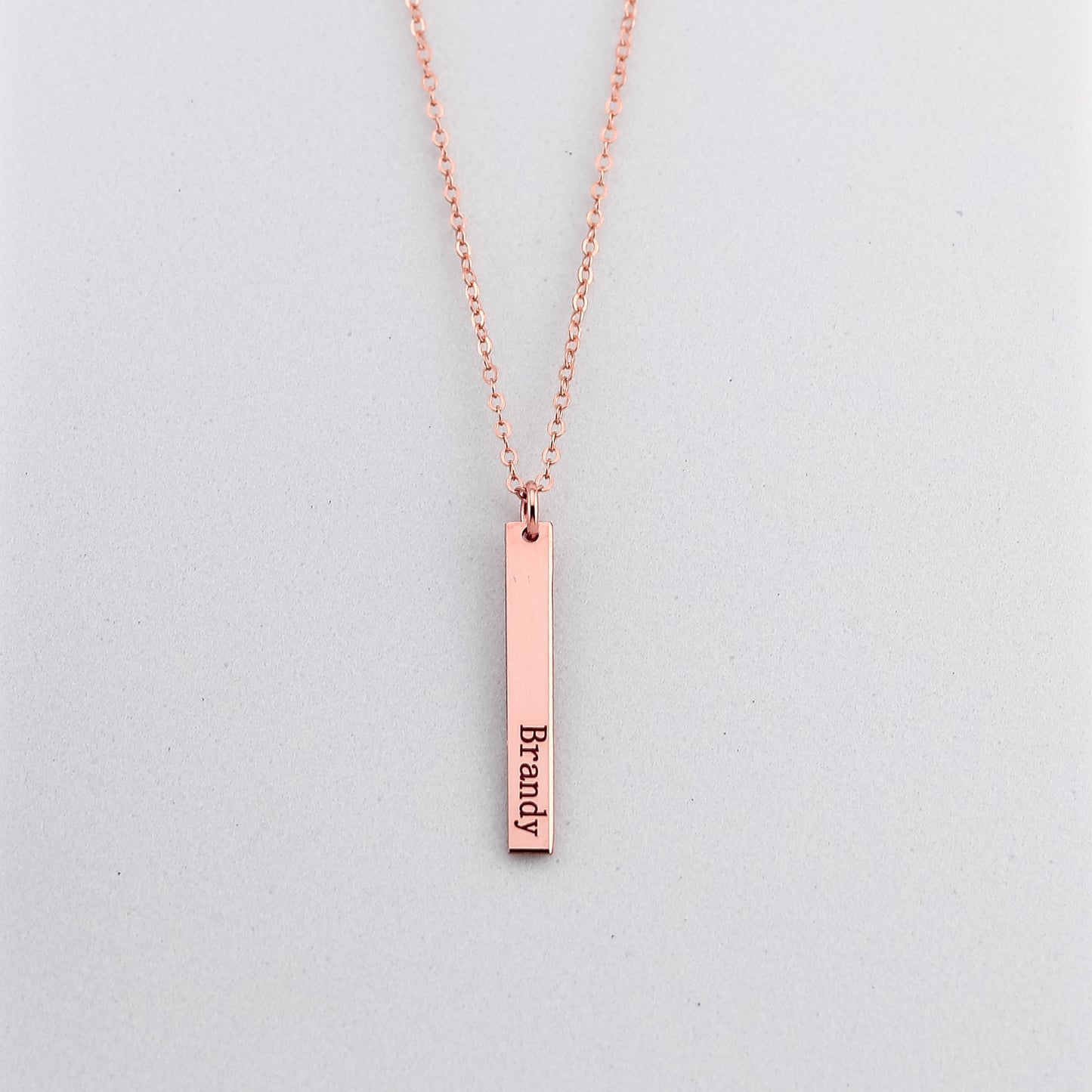 Short Skinny Vertical Bar Necklace, 1" Bar