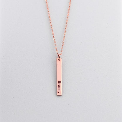 Short Skinny Vertical Bar Necklace, 1" Bar