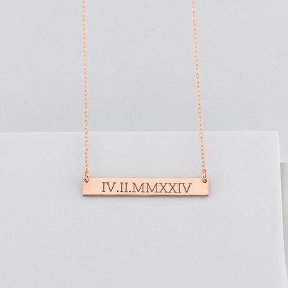 Long Personalized Nameplate Necklace, 1.5" bar