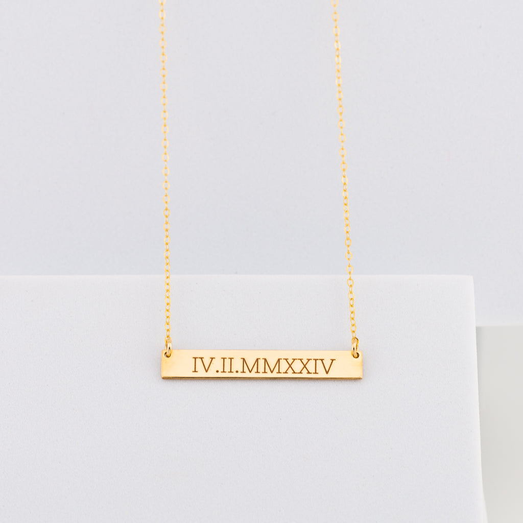 Personalized Rectangle Name Plate Bar Necklace, 1.5-inch bar