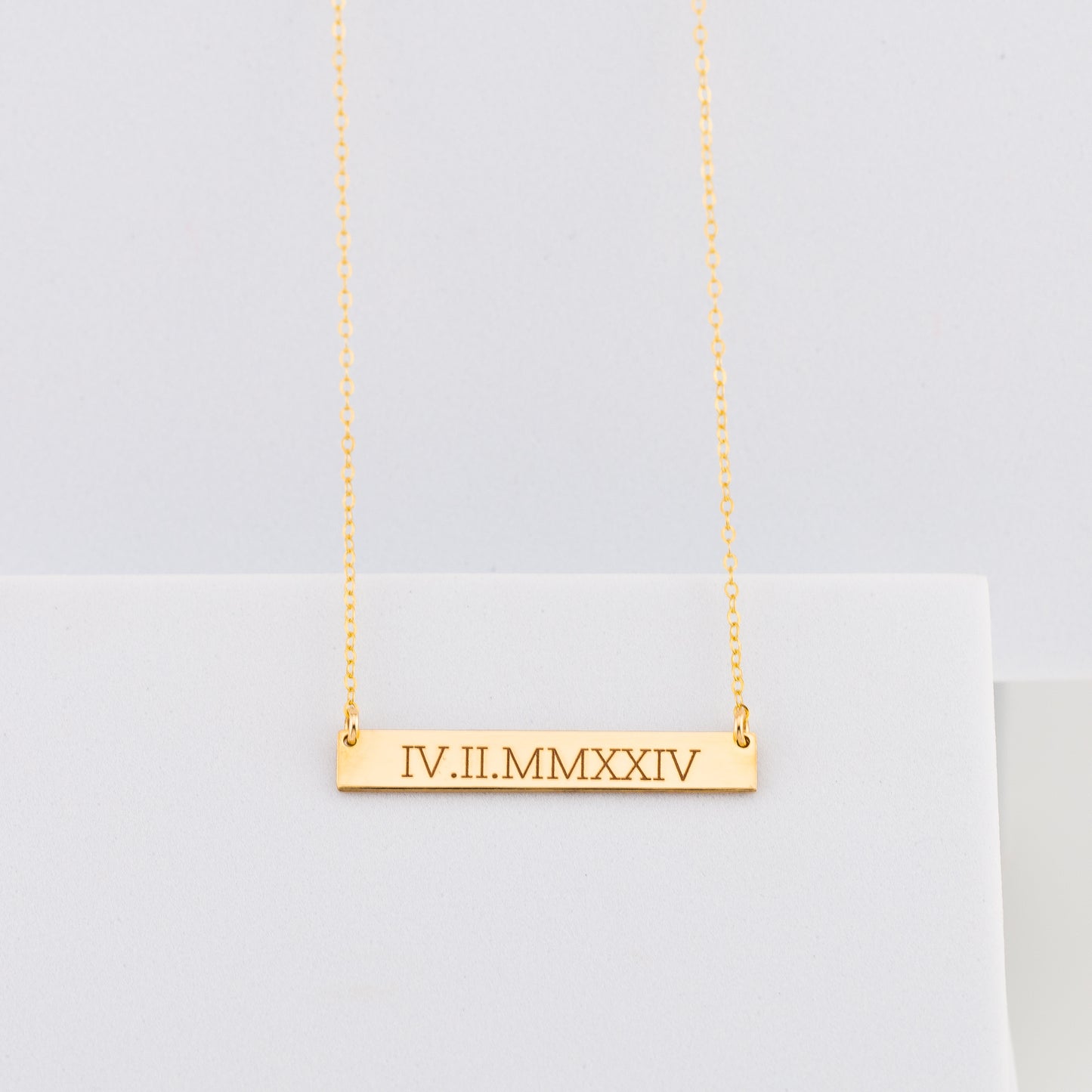 Long Personalized Nameplate Necklace, 1.5" bar