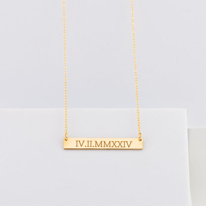 Long Personalized Nameplate Necklace, 1.5" bar