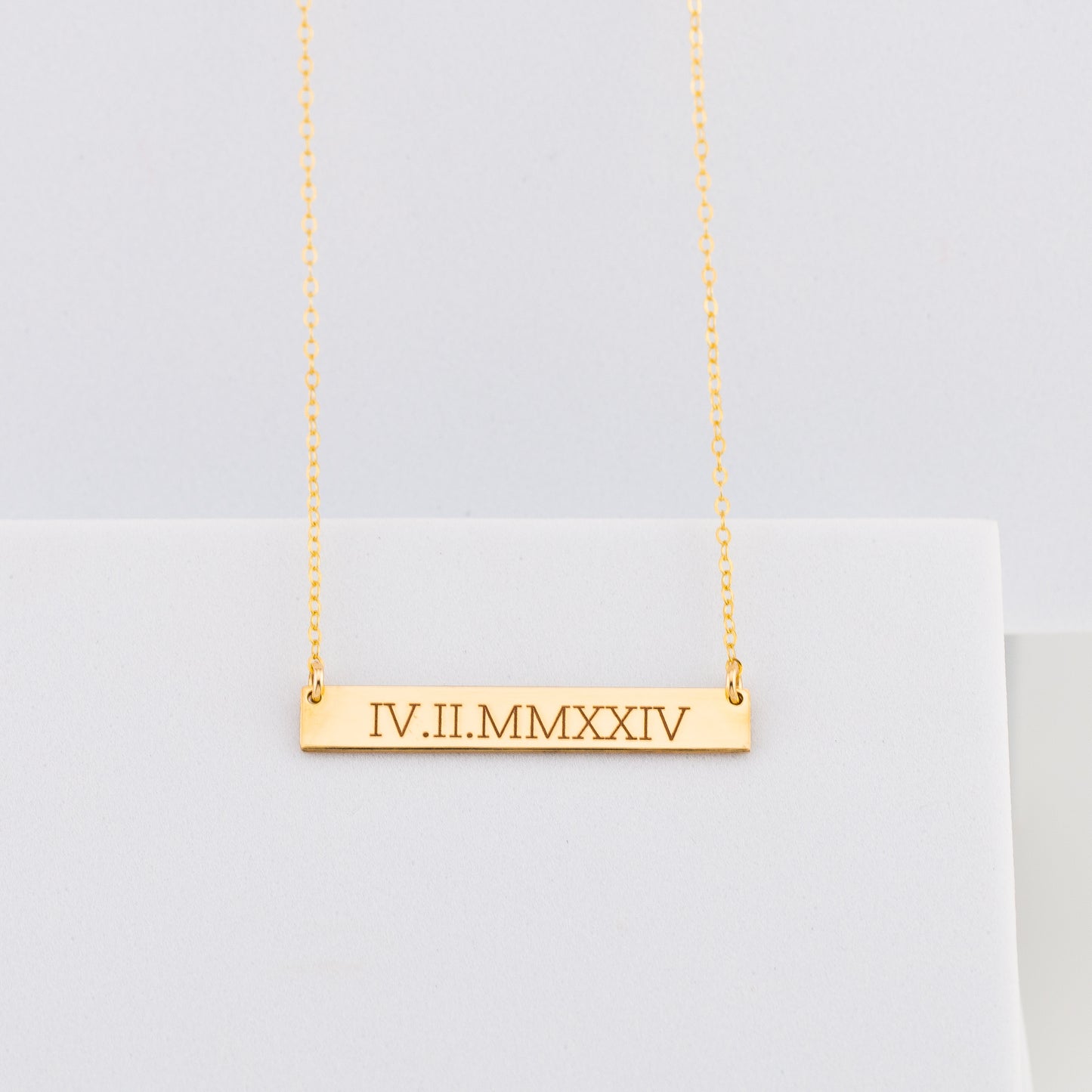 Long Personalized Nameplate Necklace, 1.5" bar