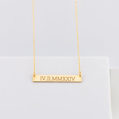 Long Personalized Nameplate Necklace, 1.5" bar