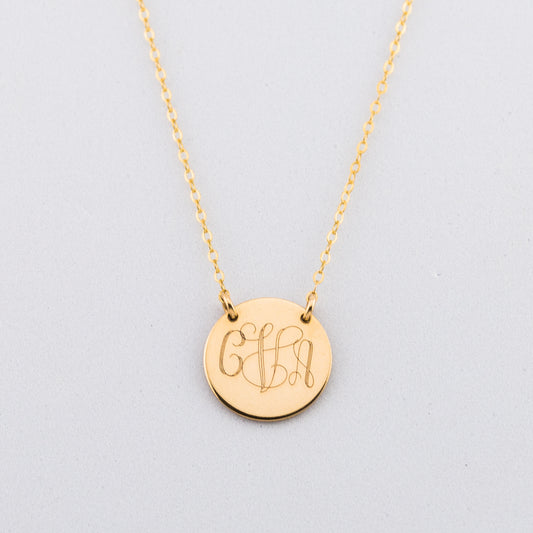 Interlocking Monogram Necklace, 5/8" Disc