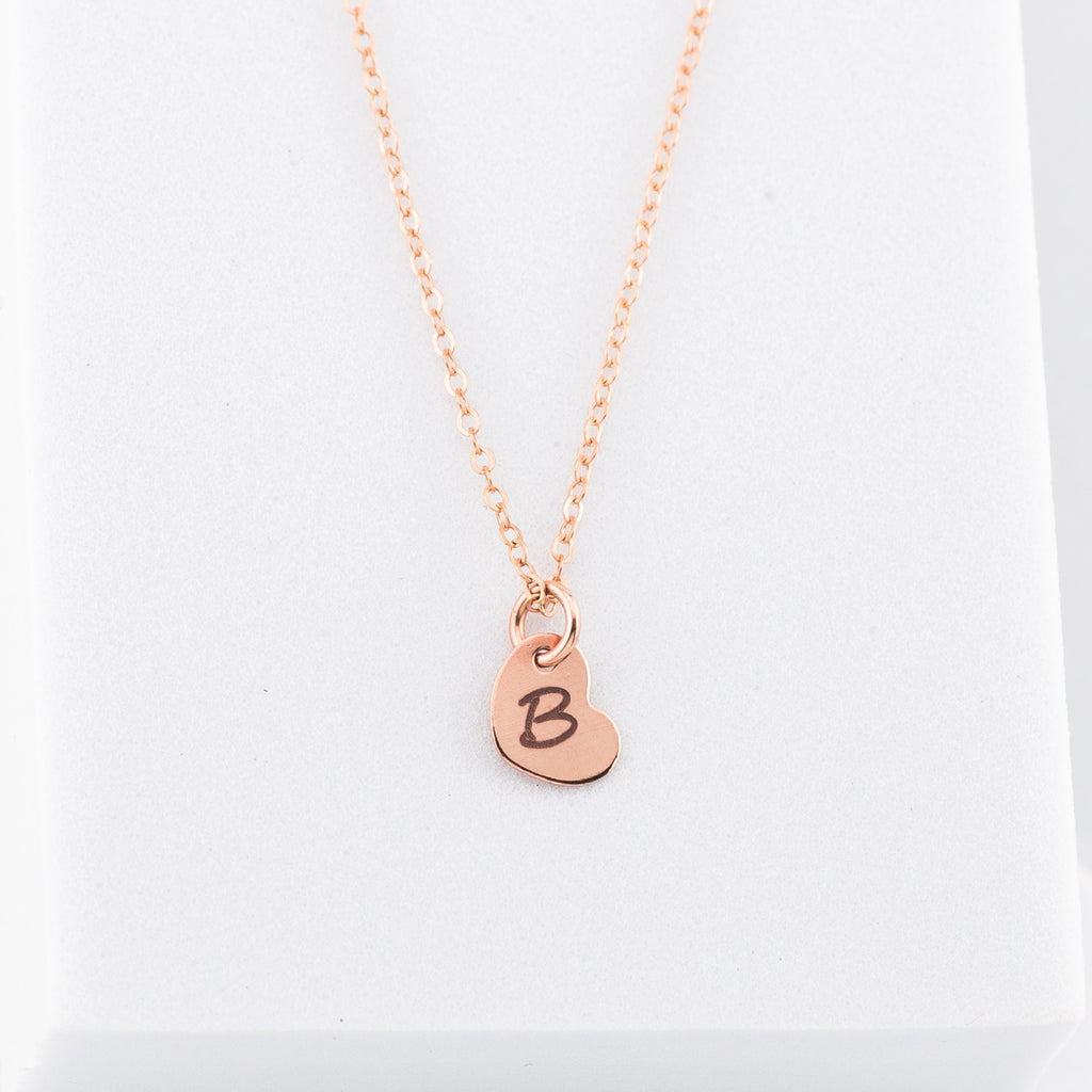 Tiny Initial Heart Necklace