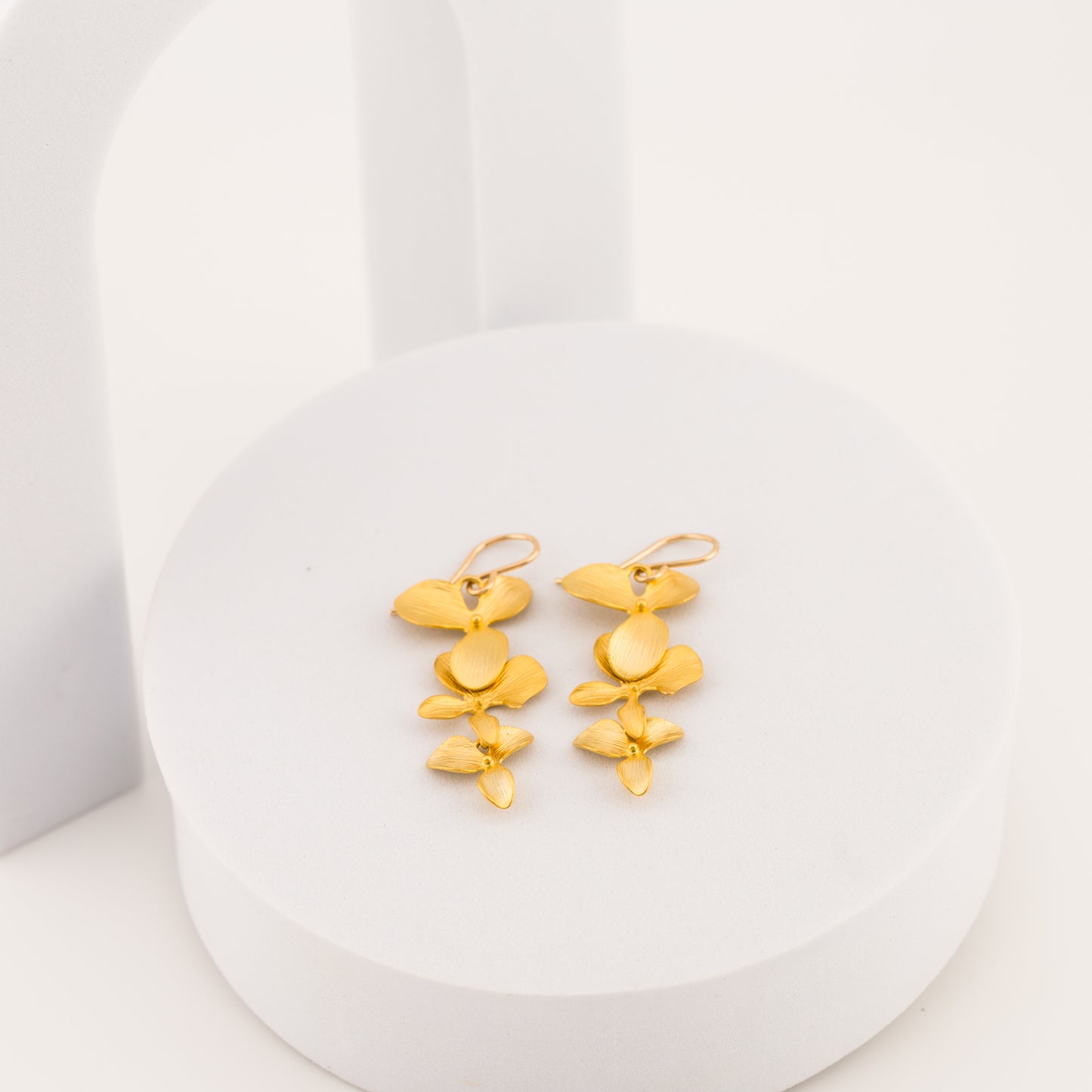 Trio Orchid Flower Earrings
