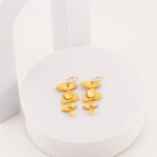 Trio Orchid Flower Earrings
