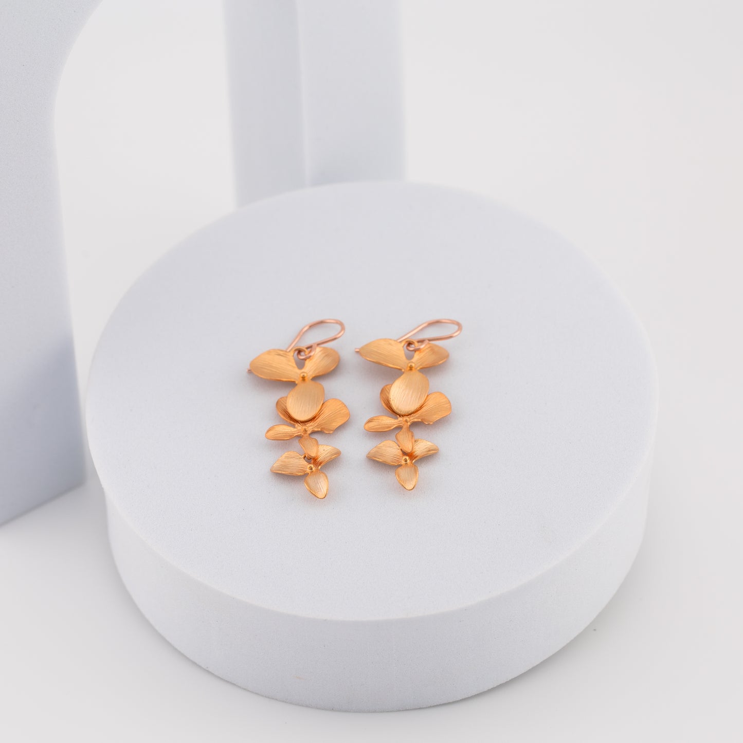 Trio Orchid Flower Earrings