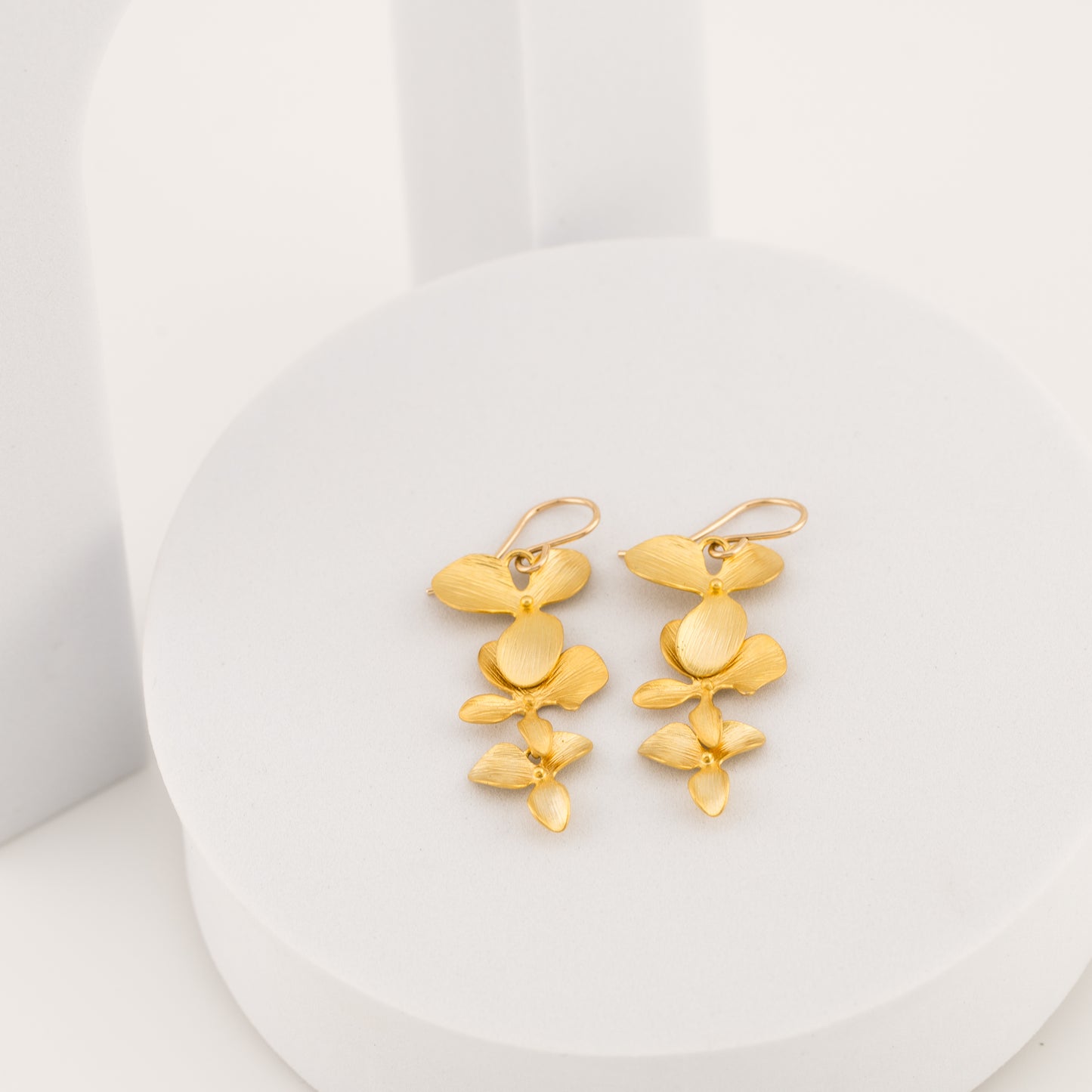 Trio Orchid Flower Earrings