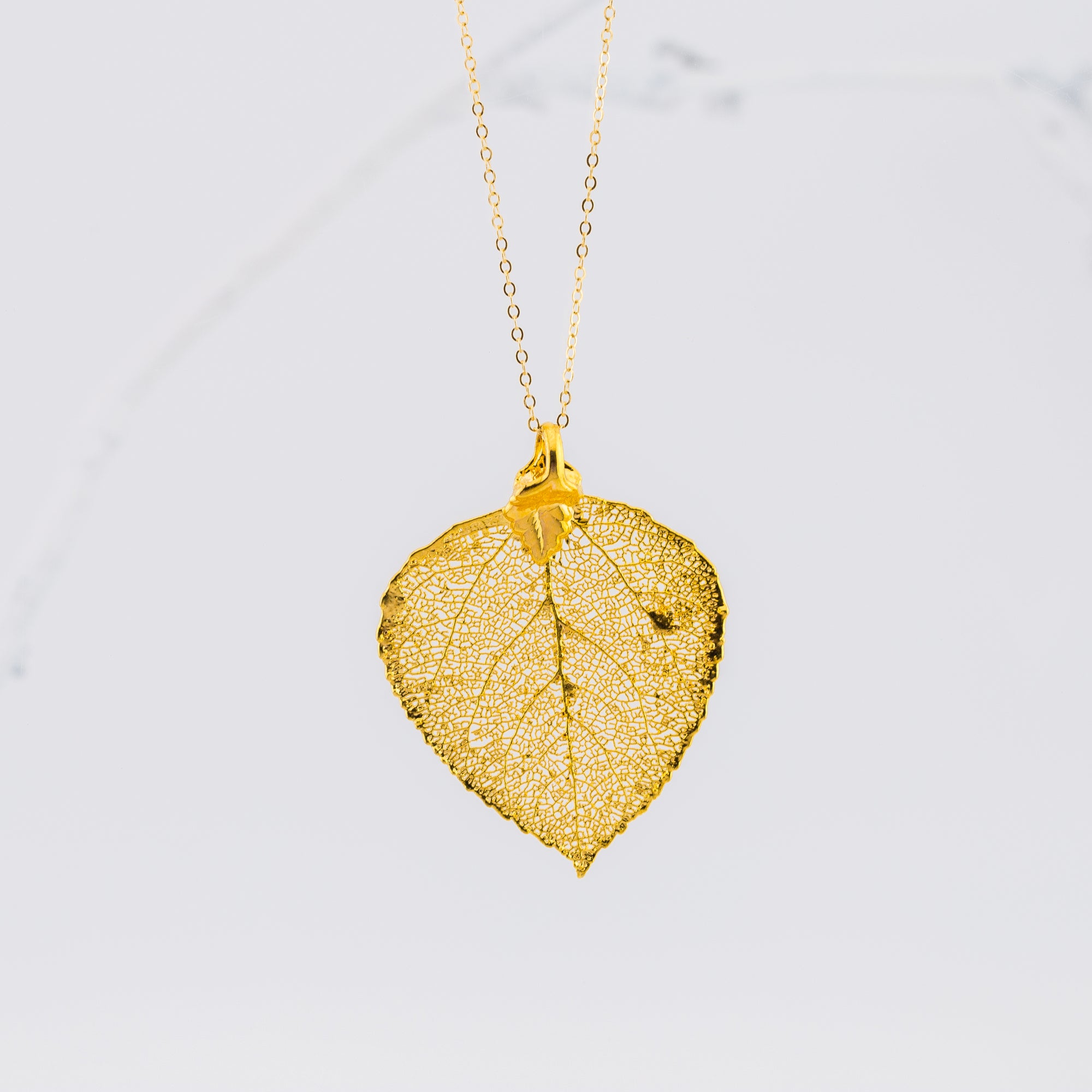 Real Aspen Leaf Pendant Necklace