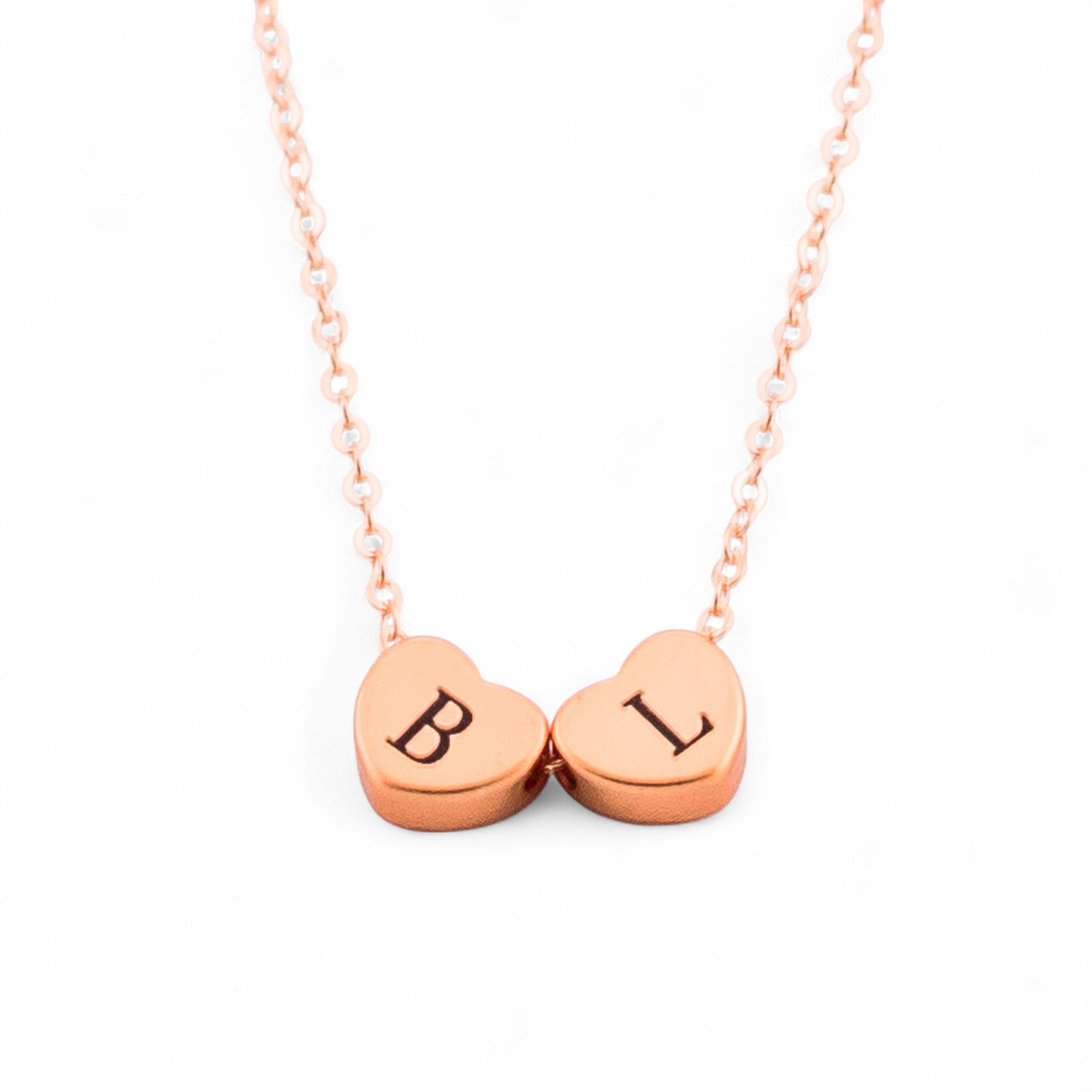 Customized Tiny Heart Bead Initial Necklace