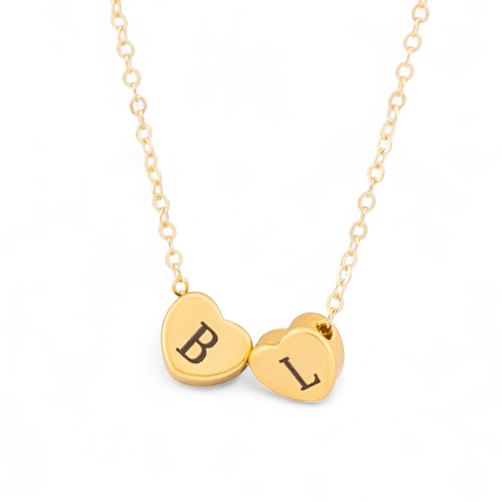 Customized Tiny Heart Bead Initial Necklace
