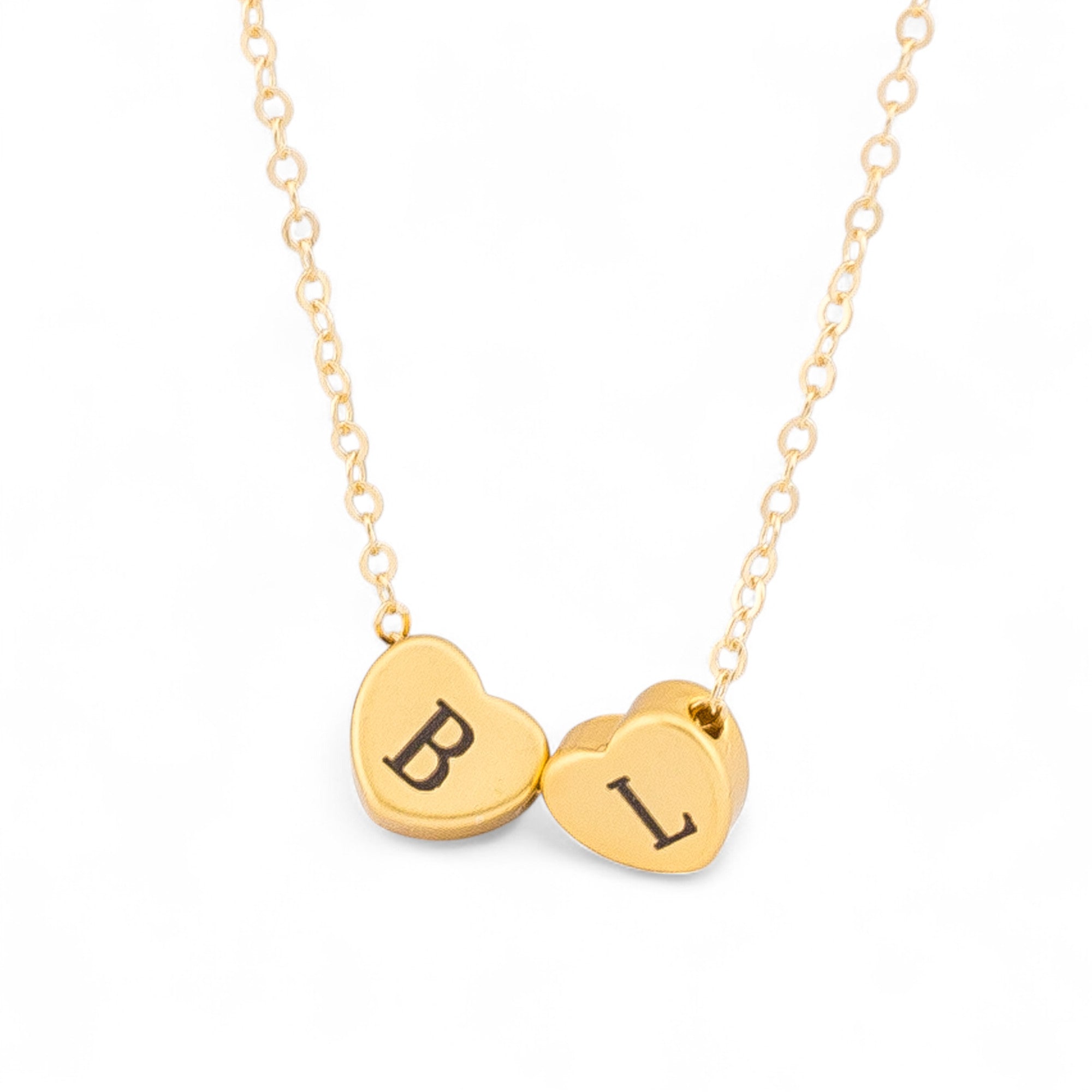 Customized Tiny Heart Bead Initial Necklace