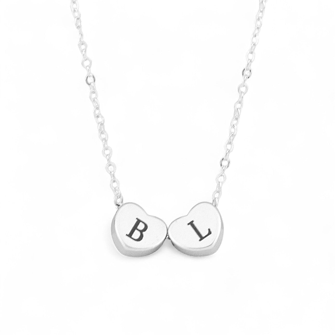 Customized Tiny Heart Bead Initial Necklace