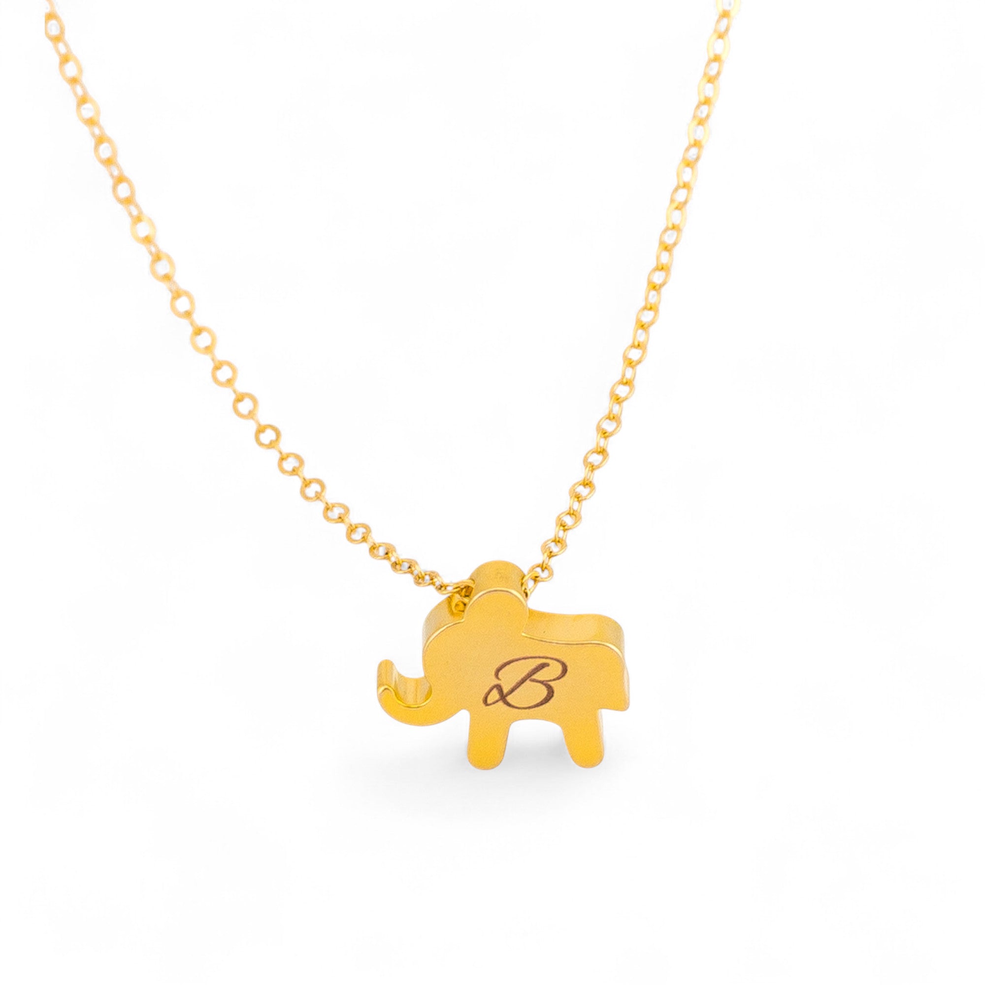 Personalized Initial Elephant Necklace