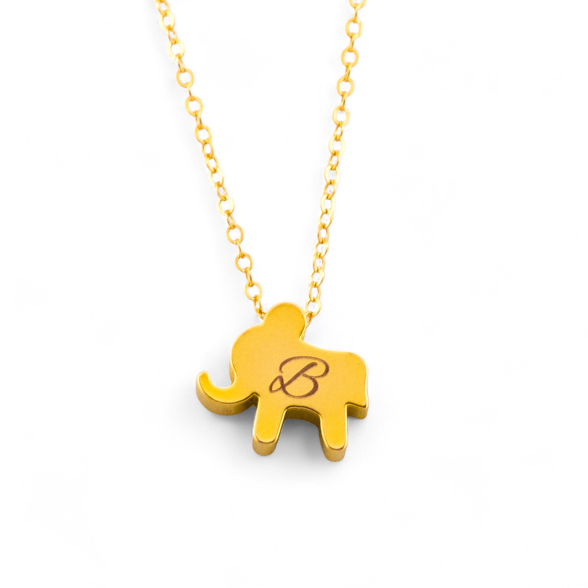 Personalized Initial Elephant Necklace