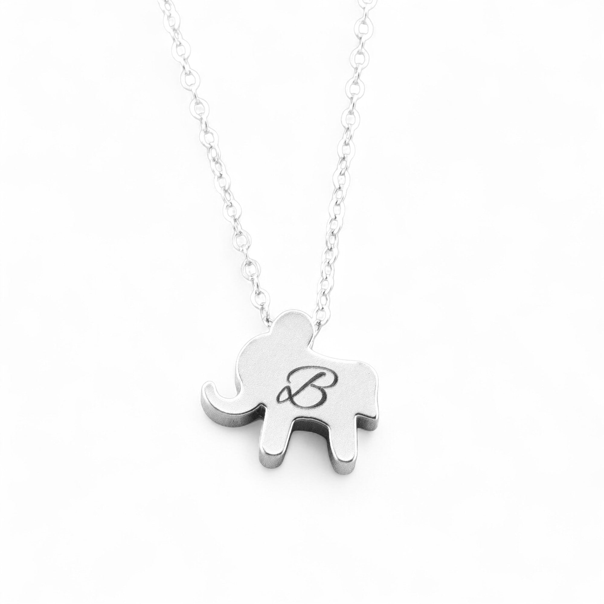 Personalized Initial Elephant Necklace