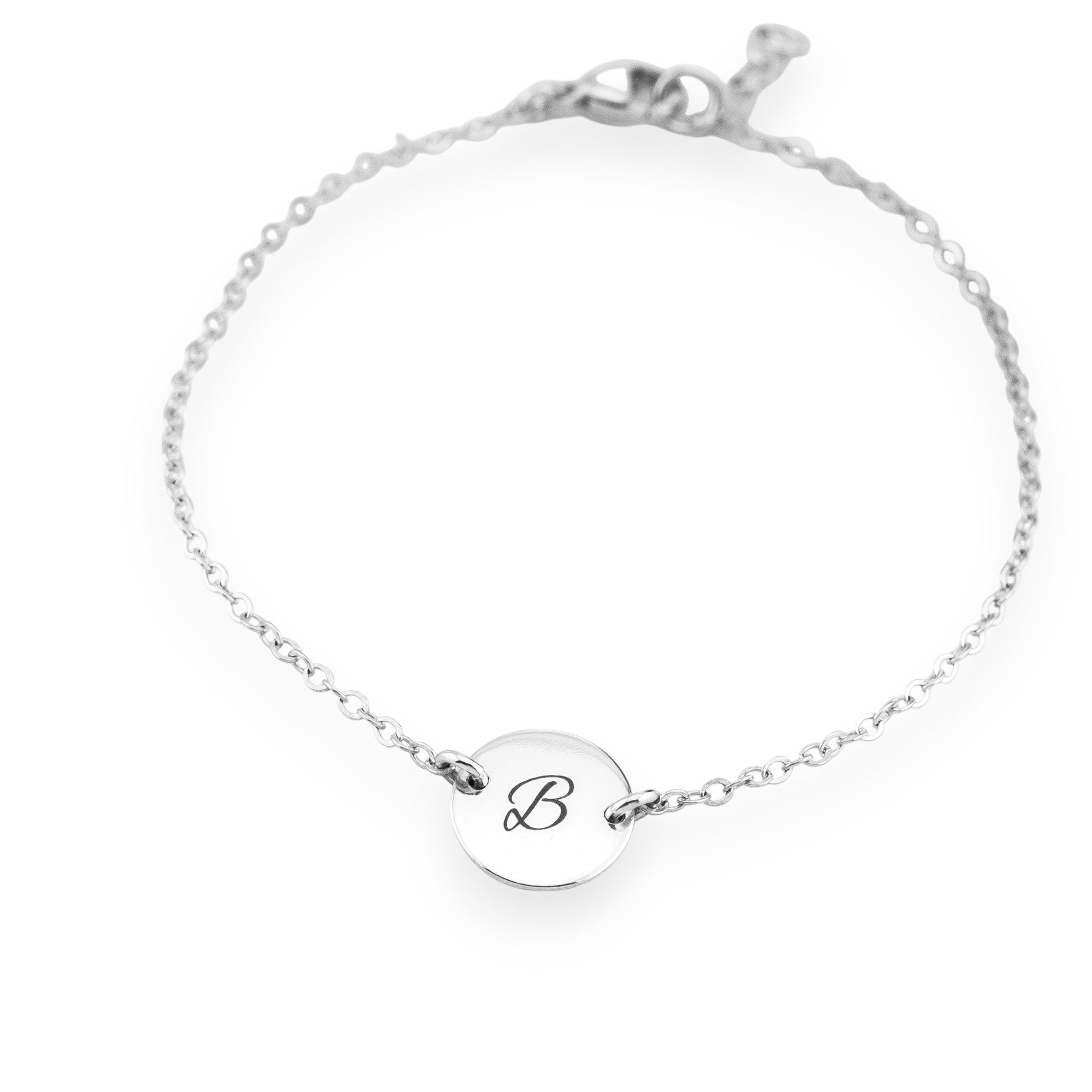 Customized Initial Circle Disc Bracelet, 7/16-inch Disc