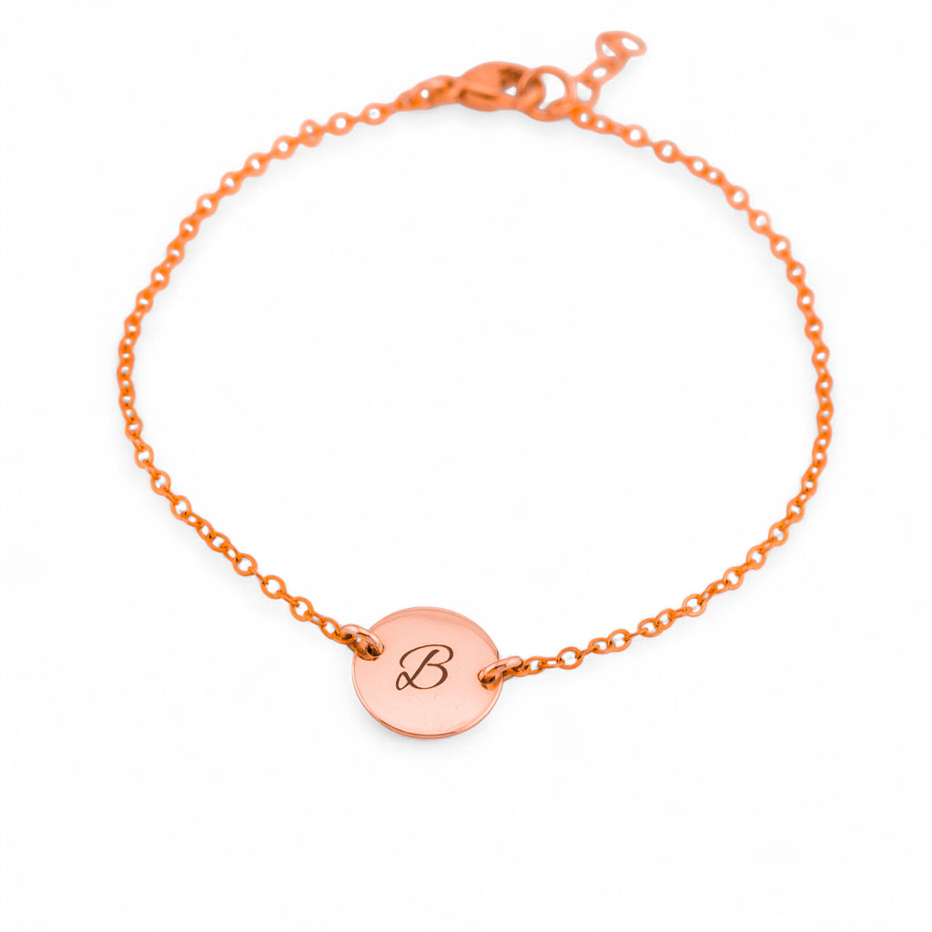 Customized Initial Circle Disc Bracelet, 7/16-inch Disc