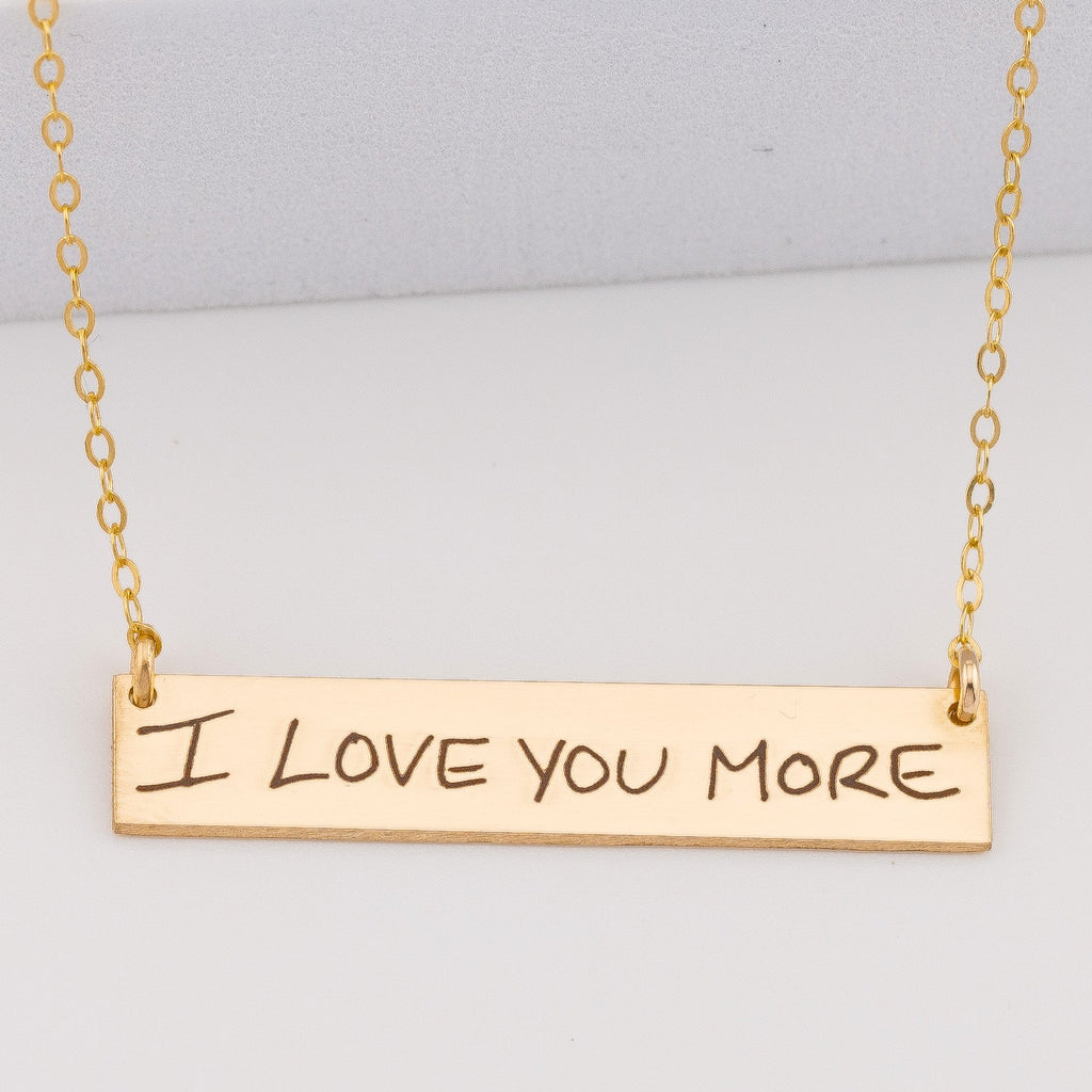 Personalized Actual Handwritten Necklace, 1.5-inch Bar